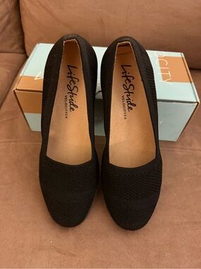 LifeStride Velocity 2.0 IMMY Black Women's Knit Slip-On Flats